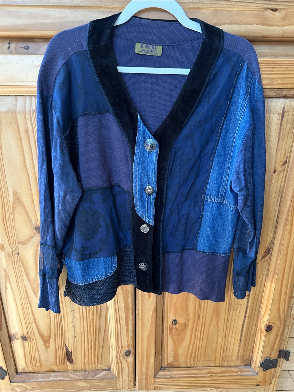 Vintage Spencer Alexis Cardigan Patchwork Decorative Buttons V Neck